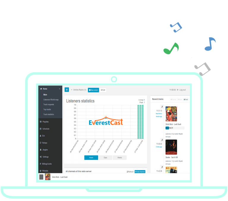 Start your Internet Radio using Everest Cast Control Panel